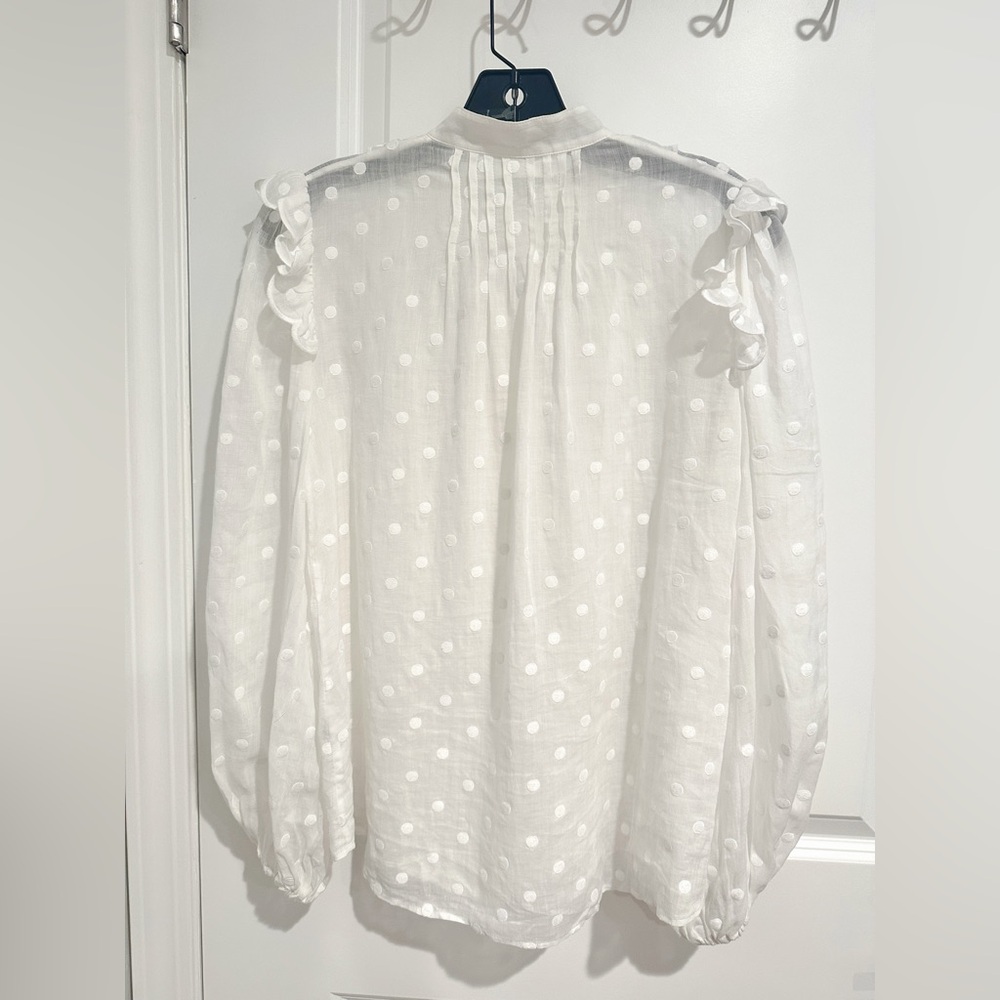 ZIMMERMANN blouse. White blouse with embroidered polka dot throughout. - Picture 8 of 10